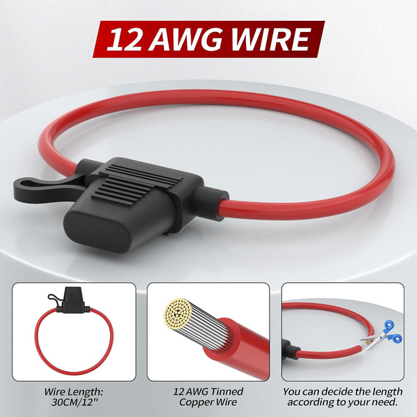 DaierTek Portafusibles en línea 12 AWG impermeable ATO/ATC 12V