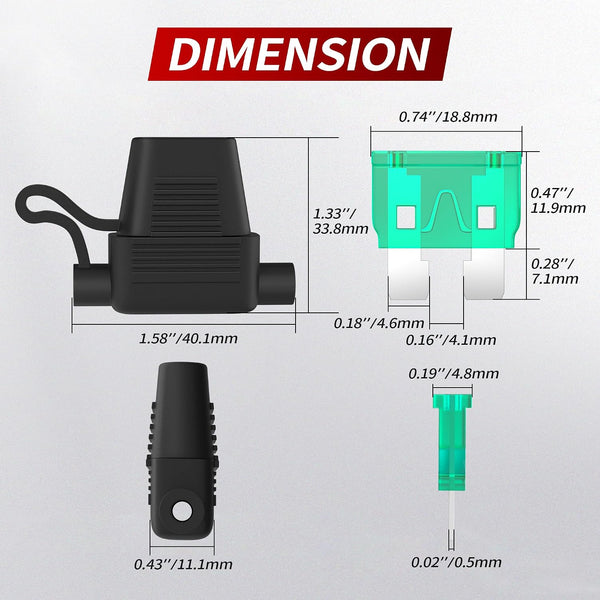 DaierTek Portafusibles en línea 12 AWG impermeable ATO/ATC 12V