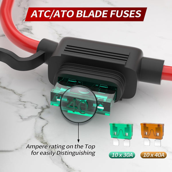 DaierTek Portafusibles en línea 12 AWG impermeable ATO/ATC 12V