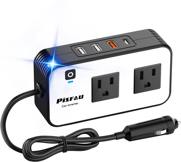 Inversor de Corriente para Auto 200W PiSFAU 12V a 110V con USB-C 20W
