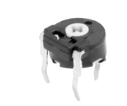 Potenciómetro, 6mm, horizontal, 500K ohm, cross slot rotor, linear, 20% tolerance, 50% wiper