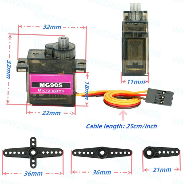 MG90S Micro Servo 180° – Engranaje Metálico