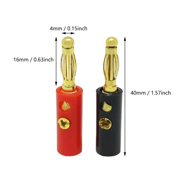 Conectores Banana 4 mm Apilables (Par Rojo + Negro) – WWZMDiB Chapado en Oro
