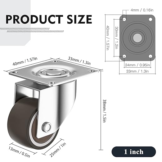 Ruedas Giratorias ANDUTEES de 1" - con Placa Giratoria 360°